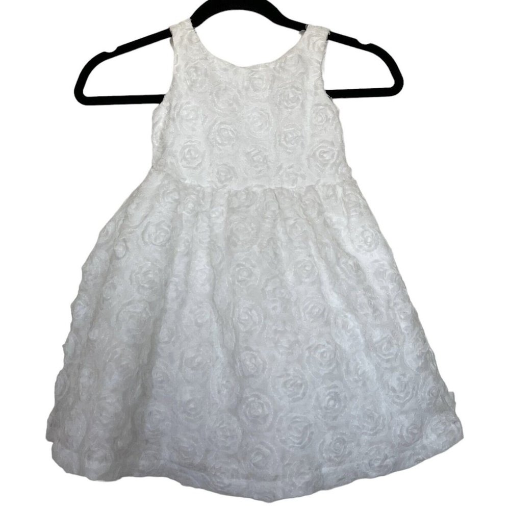 Janie And Jack Dress Girls Size 3 White Floral Special Occasion Roses Tulle $159